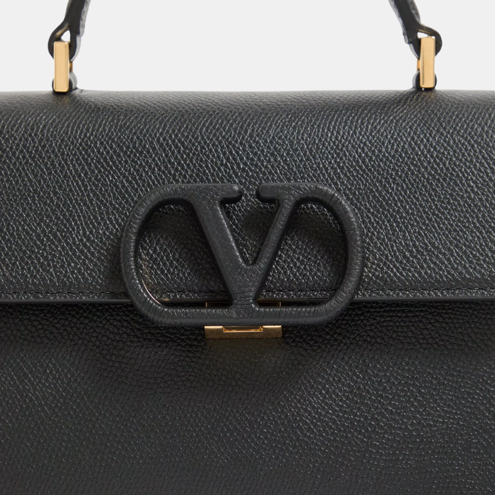 Valentino Garavani Vsling Small Handbag In Grainy Calfskin (Black)