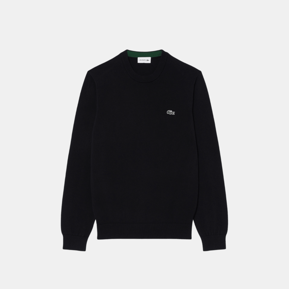 Lacoste Crew Neck Cotton Sweater (Black) - DIVA ONLINE STORE