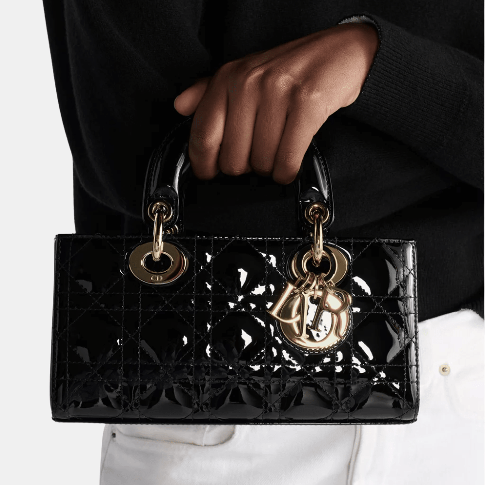 Dior Small Lady D - Joy Bag In Black Patent Cannage Calfskin - DIVA ONLINE STORE