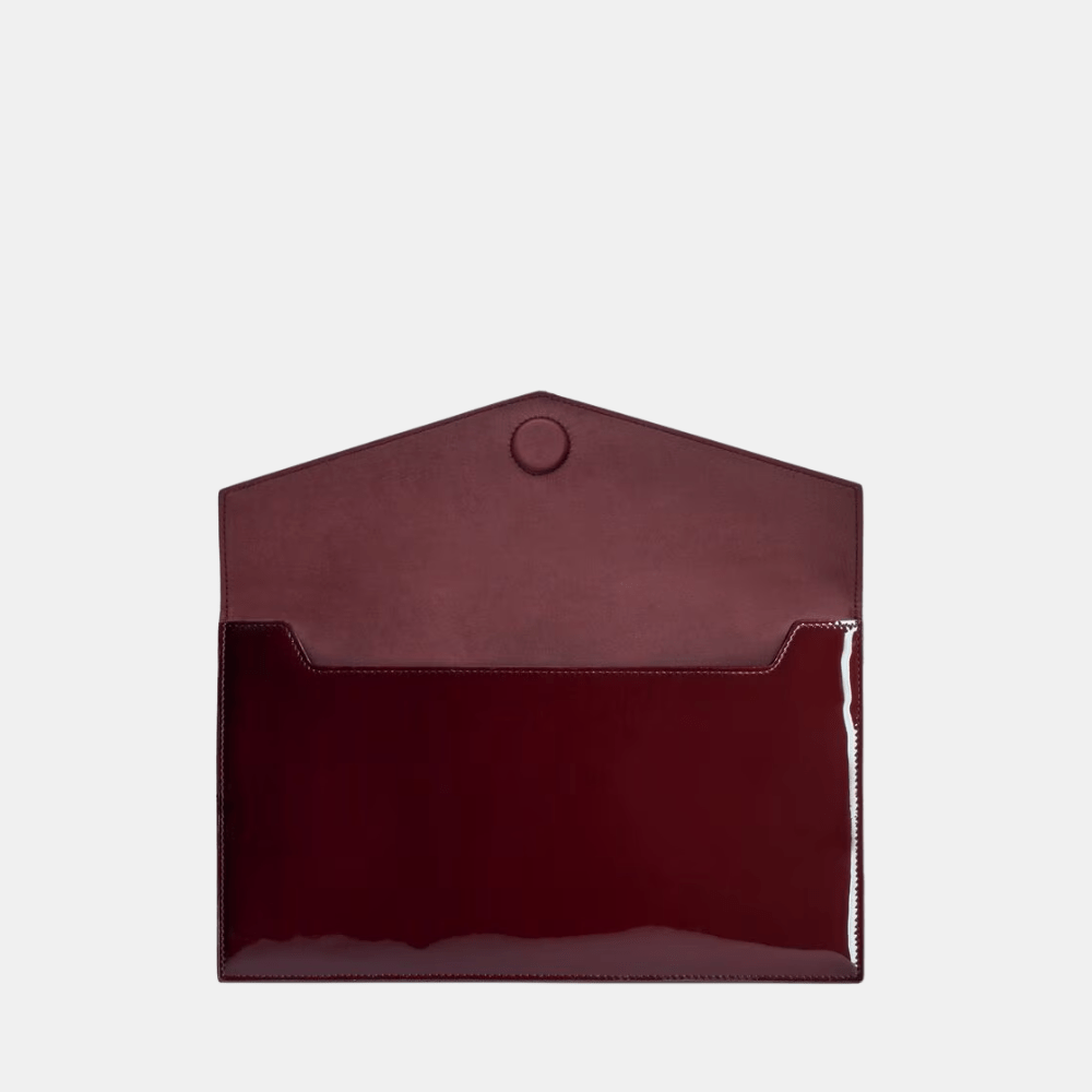 Saint Laurent Uptown Pouch In Patent Leather (Red Wine) - DIVA ONLINE STORE