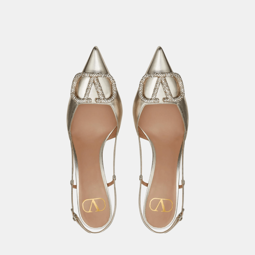 Valentino VLogo Glow Laminated Nappa Slingback Pumps - DIVA ONLINE STORE