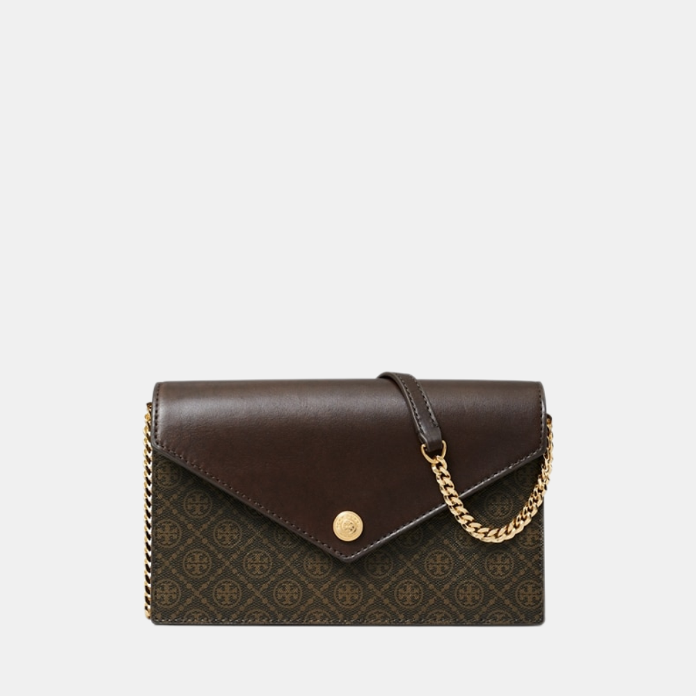 Tory Burch T Monogram Coasted Canvas Envelope Crossbody (French Press)