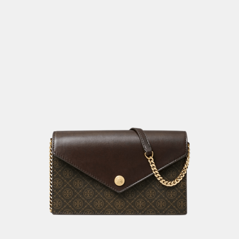 Tory Burch T Monogram Coasted Canvas Envelope Crossbody (French Press) - DIVA ONLINE STORE
