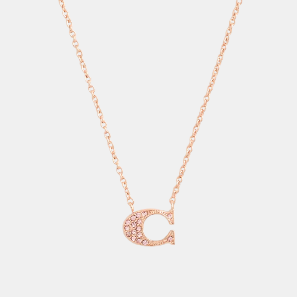 Coach Pave Signature Necklace (Rose Gold) - DIVA ONLINE STORE