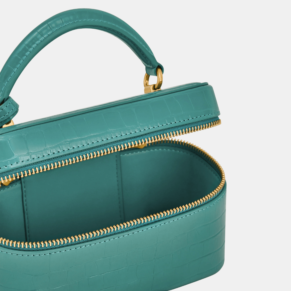 JW Pei Cleo Box Shape Top Handle Bag (Green Croc) - DIVA ONLINE STORE