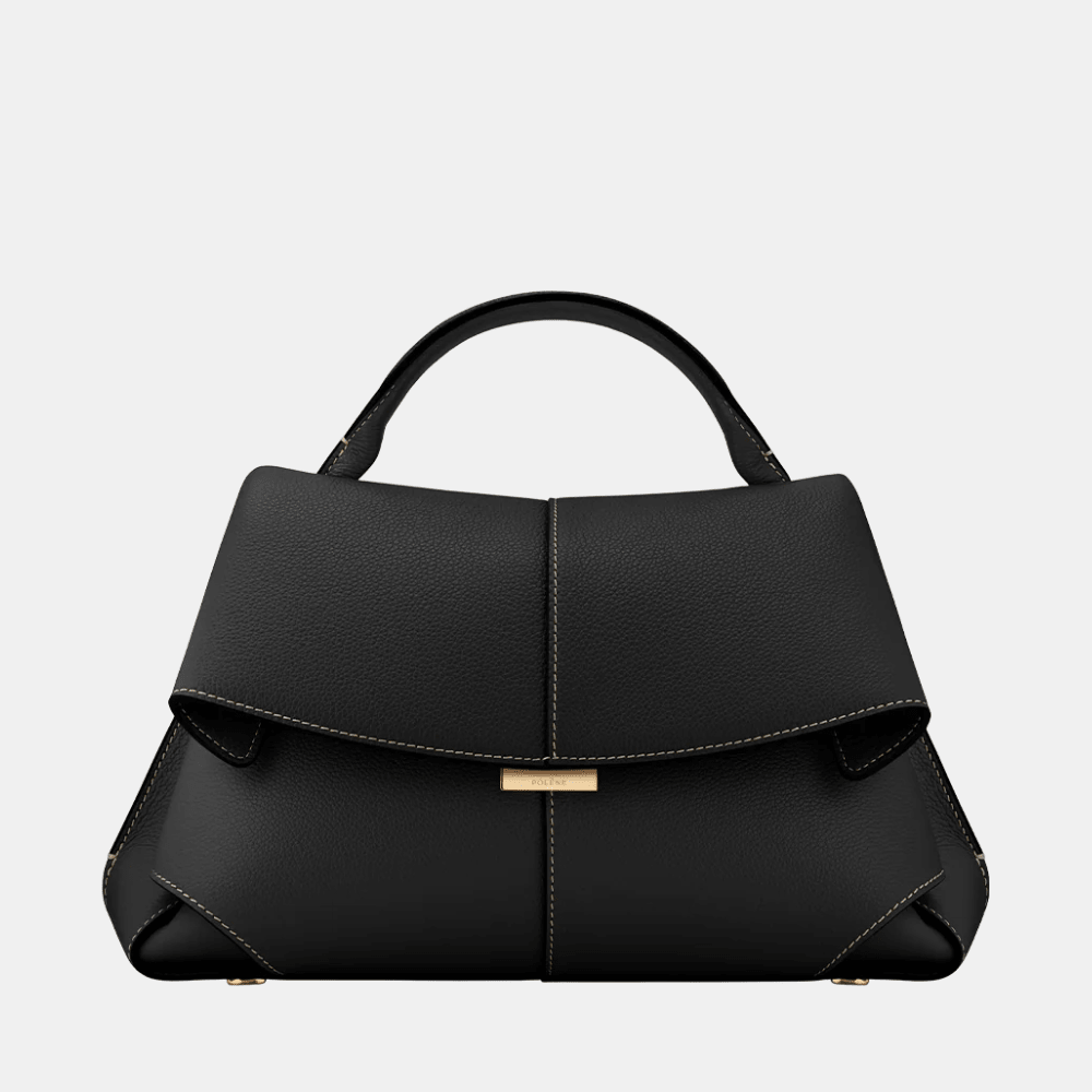 Polène Mokki Edition Textured Black with Ecru Stitching - DIVA ONLINE STORE