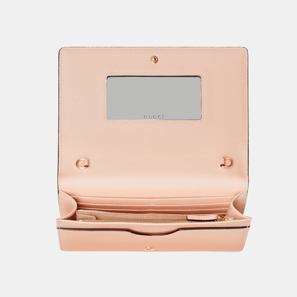 Gucci GG Marmont Wallet On Chain (Rosso Ancora Red And Pink) - DIVA ONLINE STORE