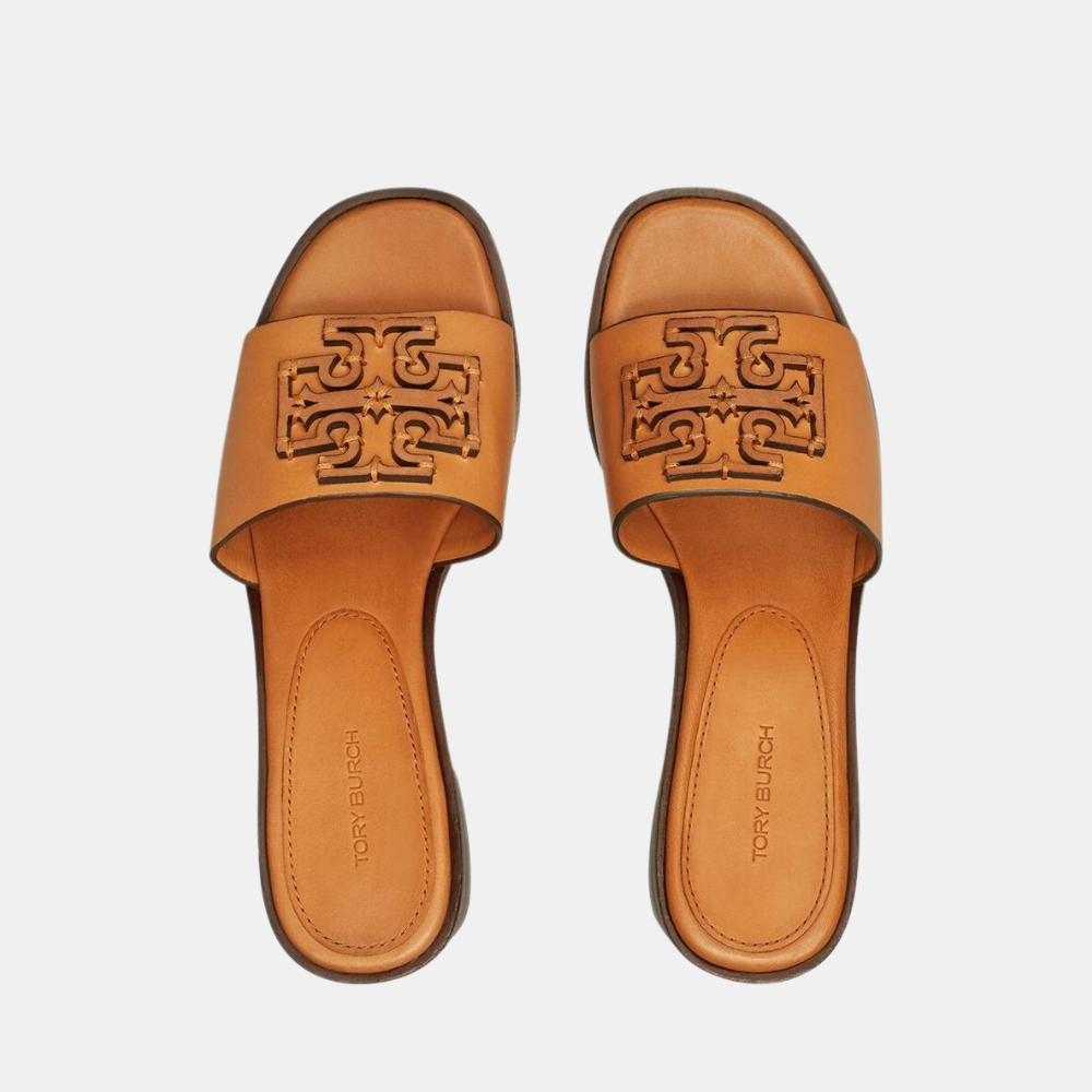 Tory Burch Ines Mid-Heel Slide (Tan)