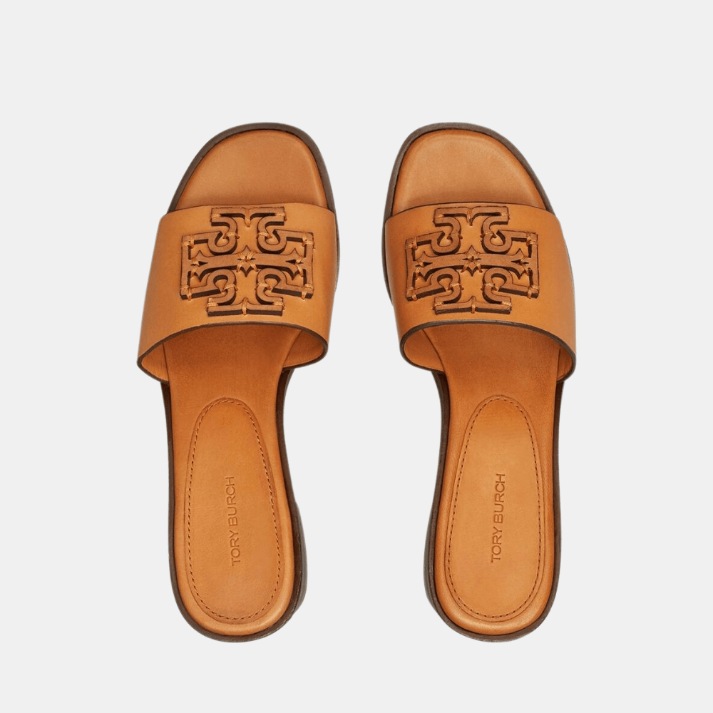Tory Burch Ines Mid-Heel Slide (Tan) - DIVA ONLINE STORE
