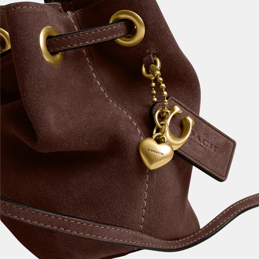Coach Jade Drawstring Bag (Suede/Dark Chocolate) - DIVA ONLINE STORE