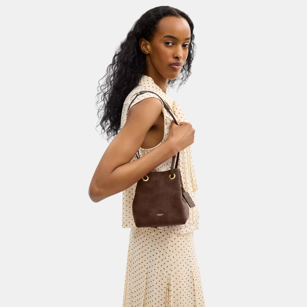 Coach Jade Drawstring Bag (Suede/Dark Chocolate)