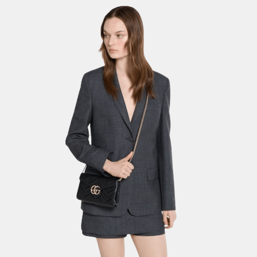 Gucci GG Marmont Wallet On Chain In Black Leather - DIVA ONLINE STORE