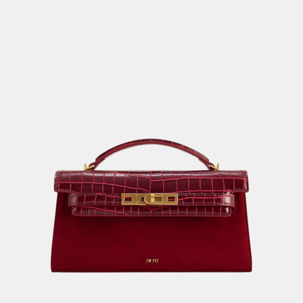 JW Pei Noor Faux Suede Top Handle Bag (Red)