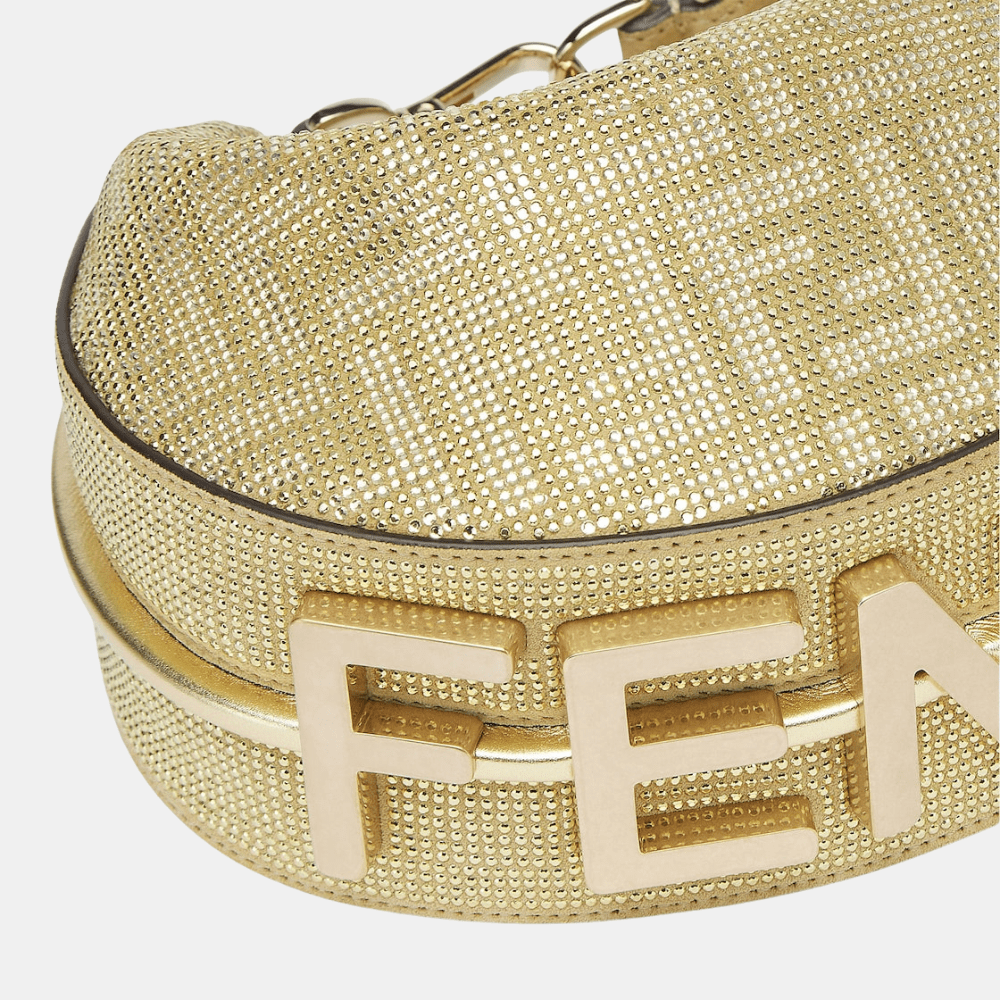 Fendi Fendigraphy Mini In Crystals And Studs (Champagne) - DIVA ONLINE STORE