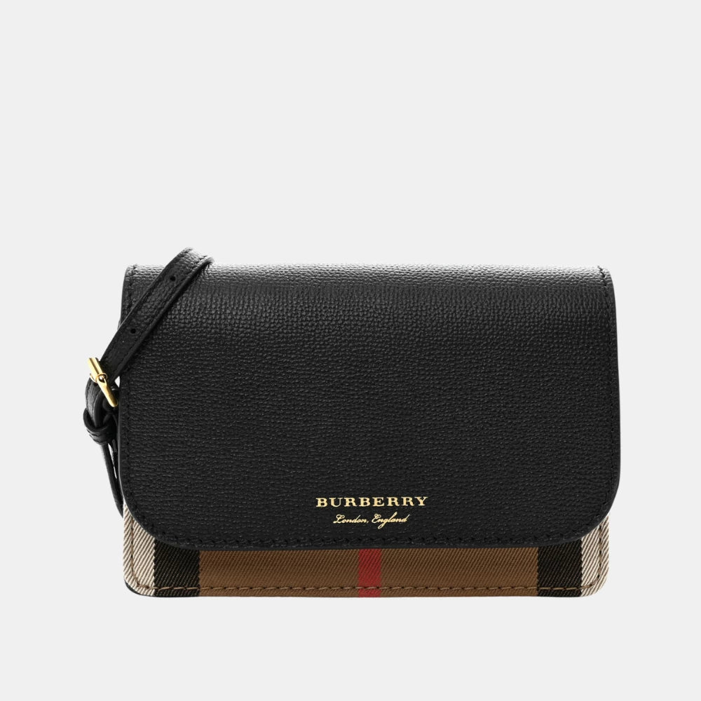 Burberry Hampshire House Check Crossbody Bag (Black) - DIVA ONLINE STORE