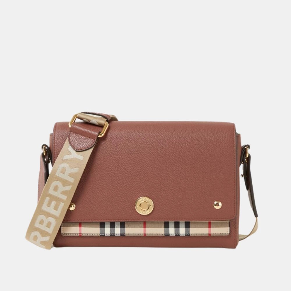 Burberry Leather Vintage Check Note Crossbody Bag - DIVA ONLINE STORE
