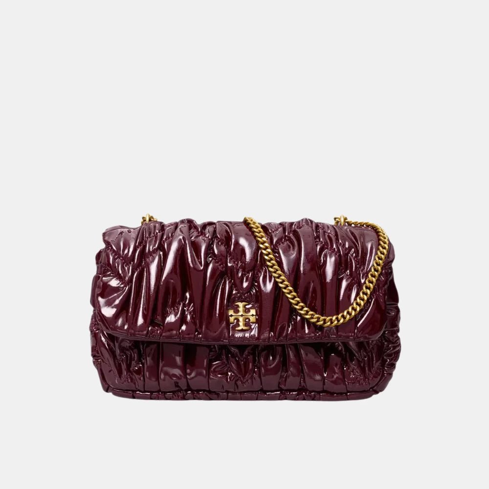 Tory Burch Kira Diamond Ruched Flap Mini Bag (Maroon) - DIVA ONLINE STORE