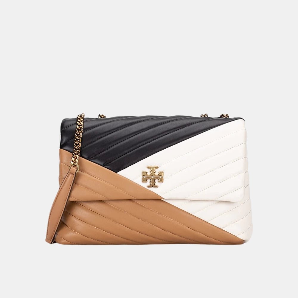 Tory Burch Kira Chevron Shoulder Bag (Black/Ivory/Tiramisu) - DIVA ONLINE STORE