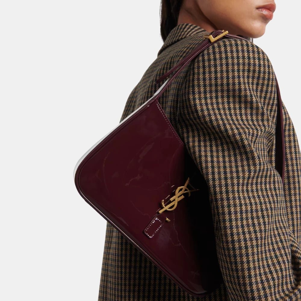 Saint Laurent Le 5 à 7 Shoulder Bag in Patent Leather (Red Wine) - DIVA ONLINE STORE