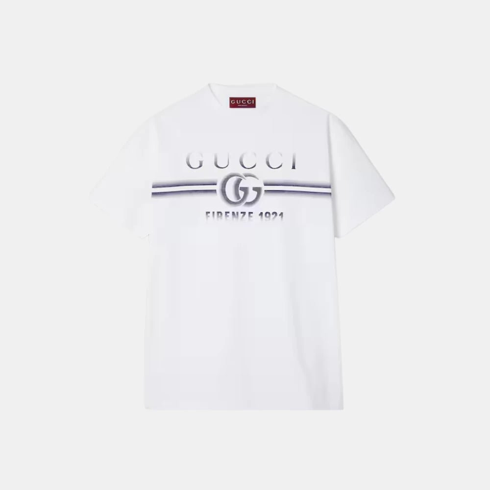Gucci T-Shirt With Blue Gucci Print - DIVA ONLINE STORE