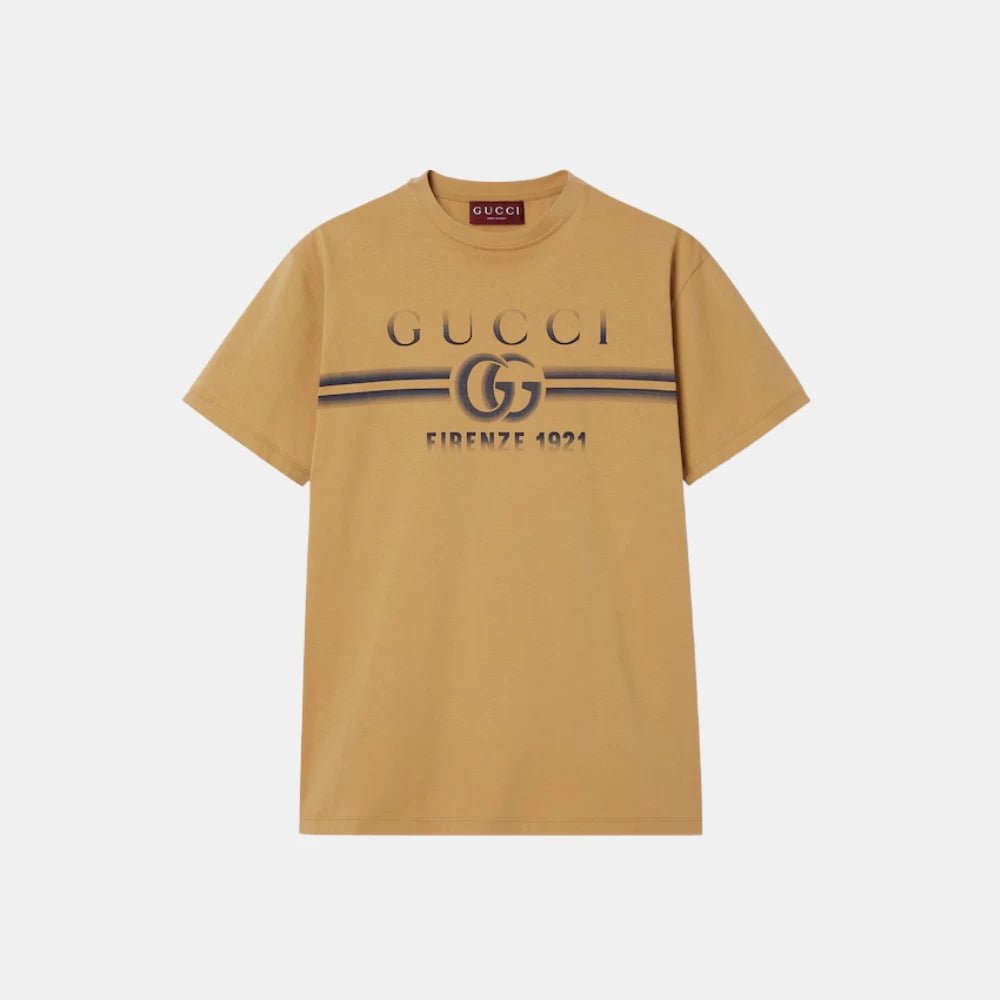 Gucci Beige T-Shirt With Gucci Print - DIVA ONLINE STORE