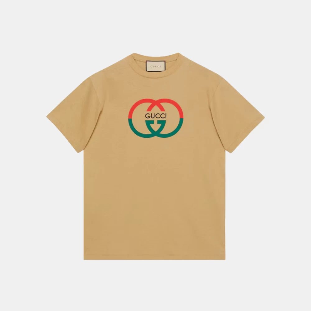 Gucci Camel Printed T-Shirt - DIVA ONLINE STORE