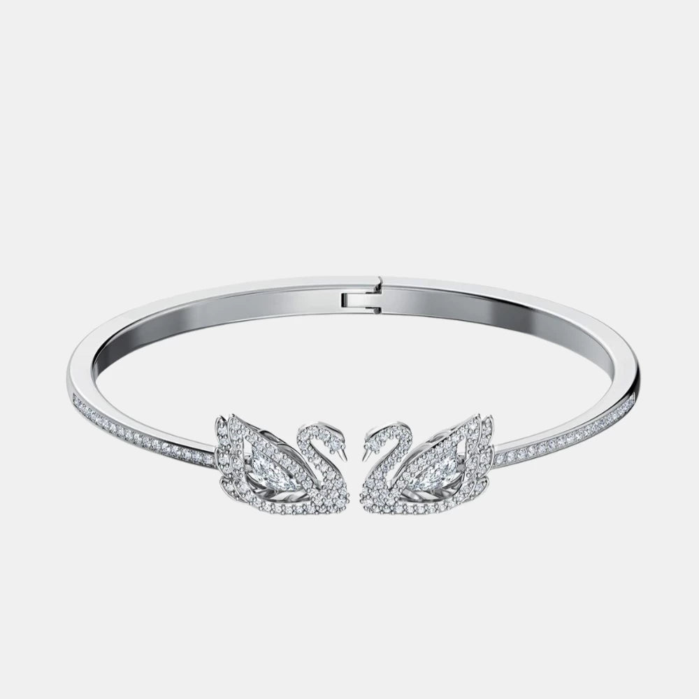 Swarovski Rhodium Dancing Swan Bangle - DIVA ONLINE STORE