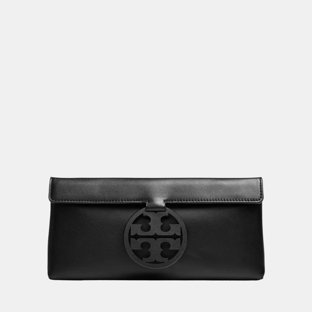 Tory Burch Miller Leather Clutch (Black) - DIVA ONLINE STORE