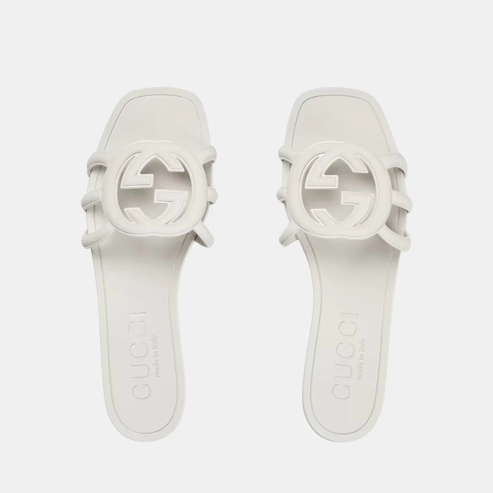 Gucci Interlocking G Slide Sandal (White) - DIVA ONLINE STORE