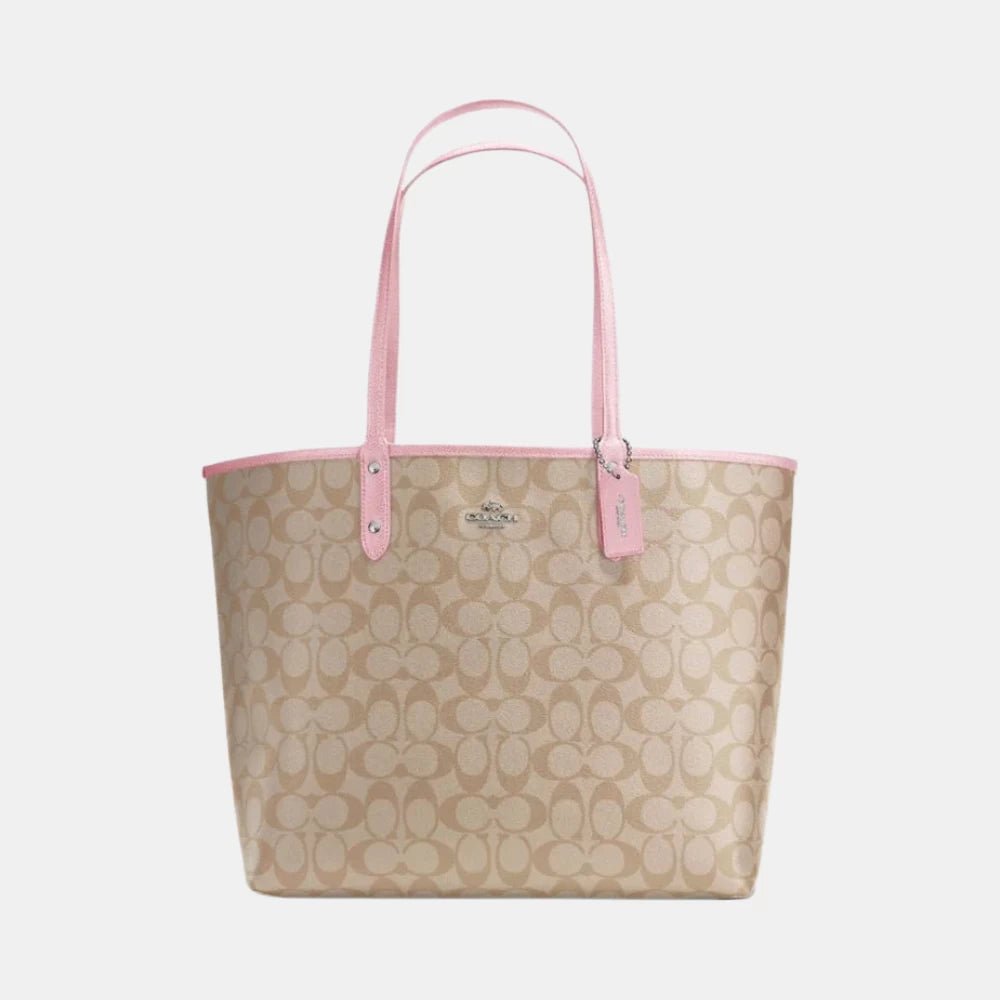 Coach City Tote Reversible In Signature Canvas (Khaki/Peony Light) - DIVA ONLINE STORE