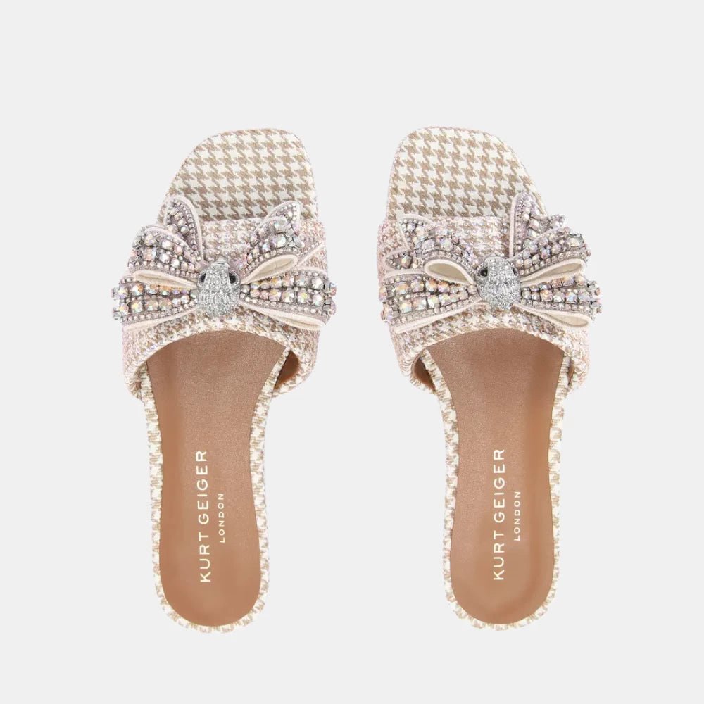 Kurt Geiger Kensington Bow Flat Sandal (Blush) - DIVA ONLINE STORE