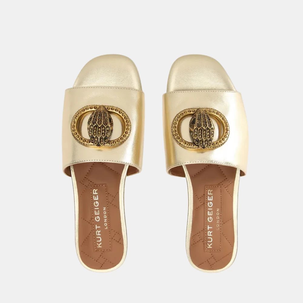 Kurt Geiger Gold Chelsea Flat Sandal - DIVA ONLINE STORE