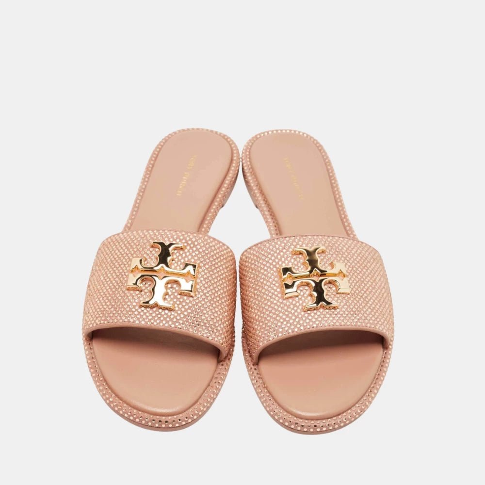 Tory Burch Everly Rhinestone Slides (Posy Pink) - DIVA ONLINE STORE