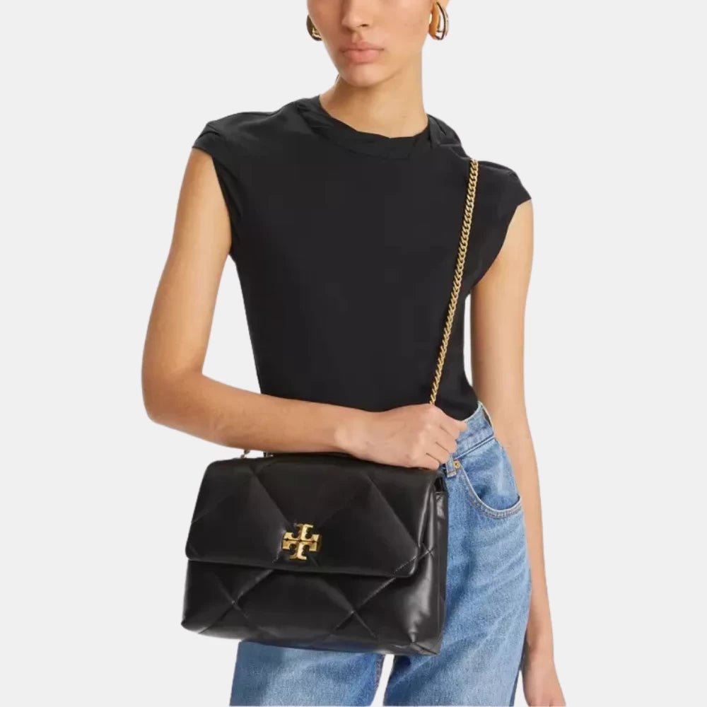 Tory Burch Kira Diamond Quilt Convertible Shoulder Bag (Black) - DIVA ONLINE STORE