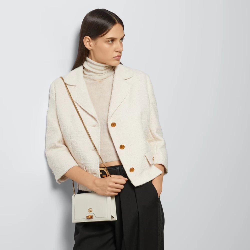 Gucci Diana Mini Bag With Bamboo (White) - DIVA ONLINE STORE