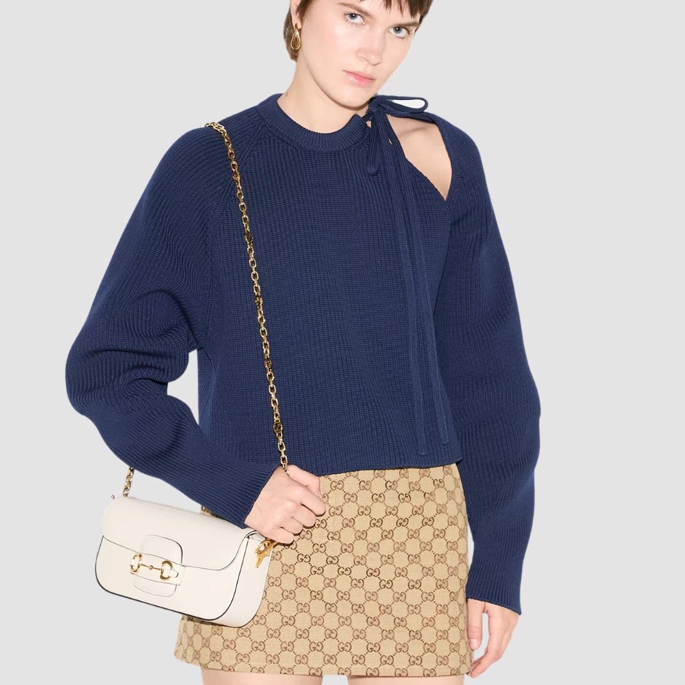 Gucci Horsebit 1955 Small Shoulder Bag (White) - DIVA ONLINE STORE