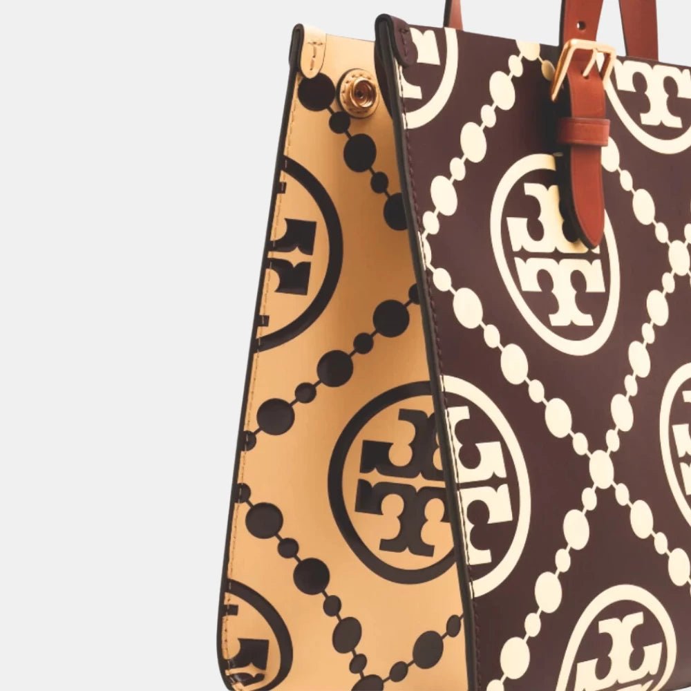 Tory Burch Small T Monogram Contrast Embossed Tote (Maroon) - DIVA ONLINE STORE