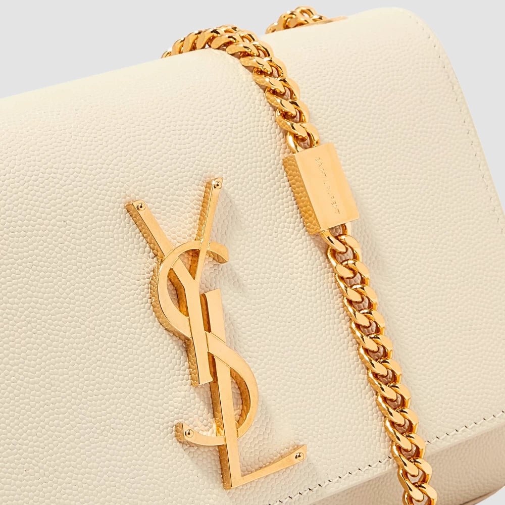 Saint Laurent Kate Small in Grain De Poudre Embossed Leather (Blanc Vintage) - DIVA ONLINE STORE