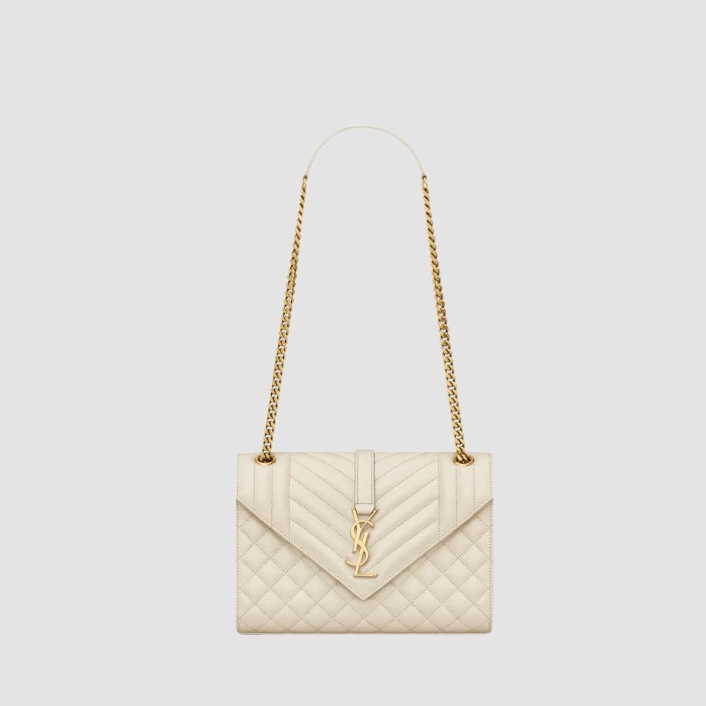 Saint Laurent Envelope Medium Quilted Bag (White) - DIVA ONLINE STORE