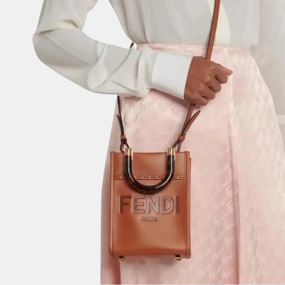 Fendi Mini Sunshine Shopper Bag (Brown) - DIVA ONLINE STORE