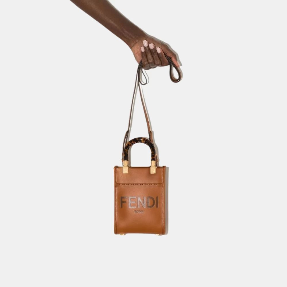 Fendi Mini Sunshine Shopper Bag (Brown) - DIVA ONLINE STORE