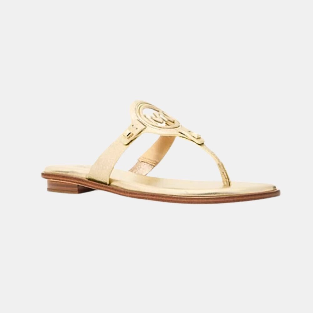 Michael Kors Aubrey Metallic T - Strap Sandal (Gold) - DIVA ONLINE STORE