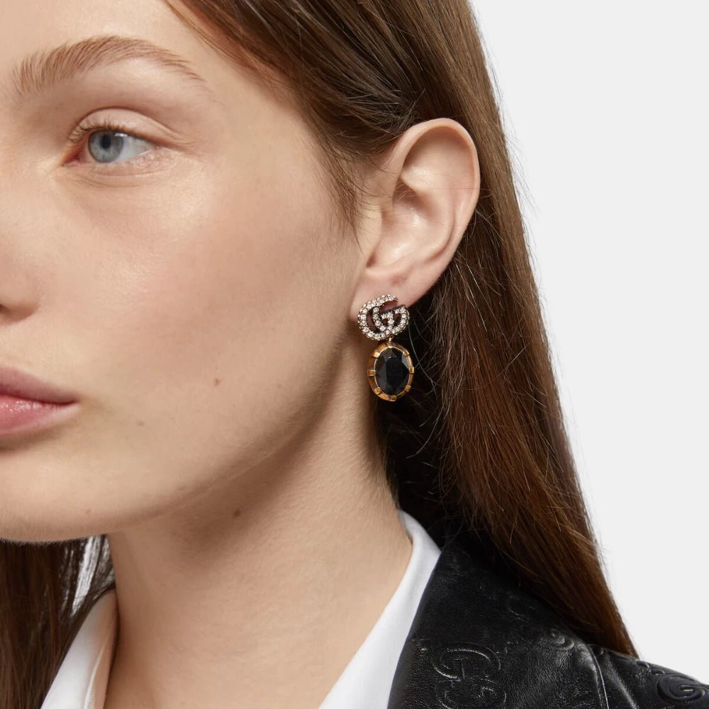 Gucci GG Black Crystal Earrings - DIVA ONLINE STORE