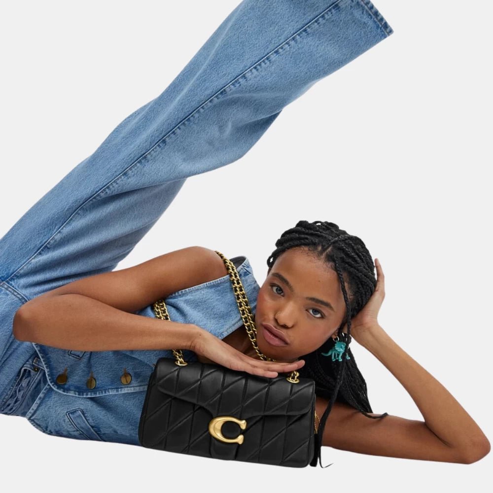 Coach Quilted Tabby Shoulder Bag (Black/Gold) - DIVA ONLINE STORE