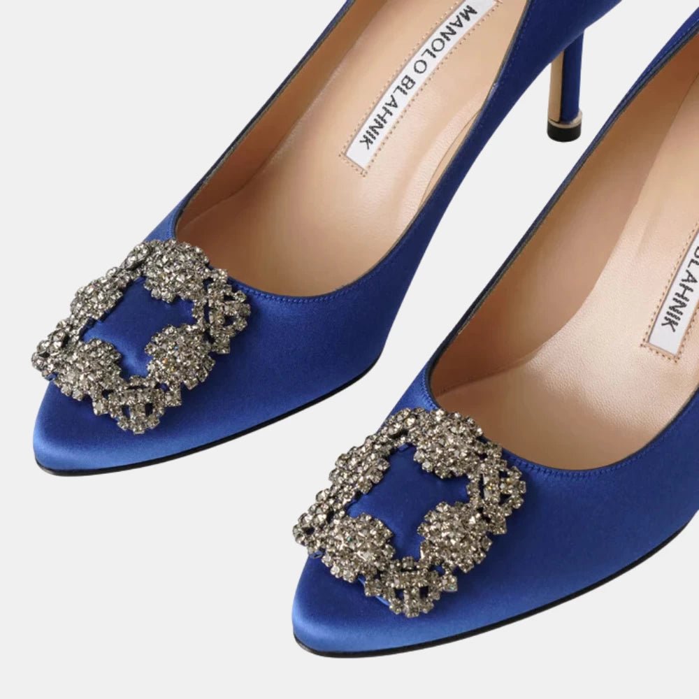 Manolo Blahnik Hangisi 70 Jewel Buckle Pumps (Blue) - DIVA ONLINE STORE
