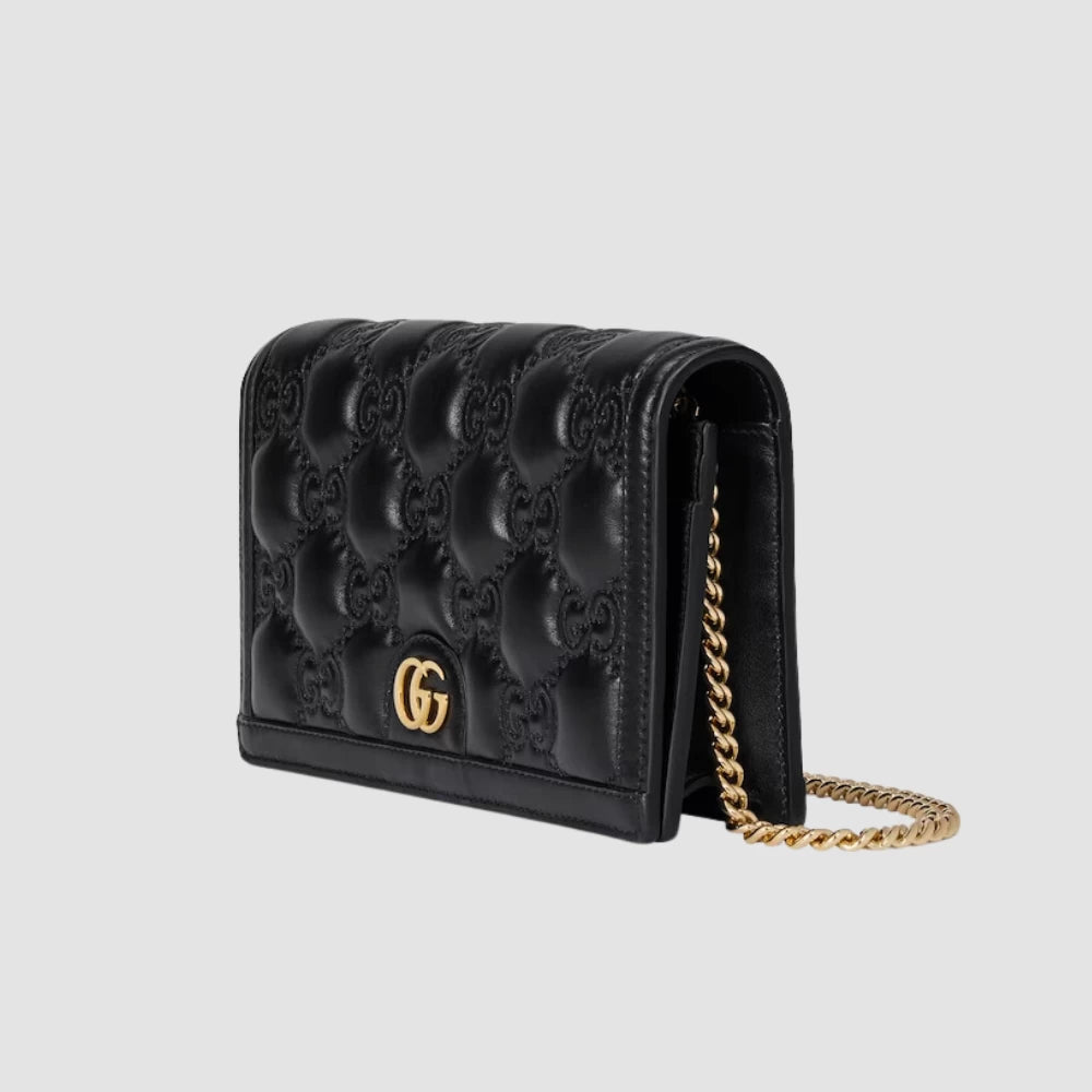 Gucci GG Matelassé Chain Wallet (Black) - DIVA ONLINE STORE