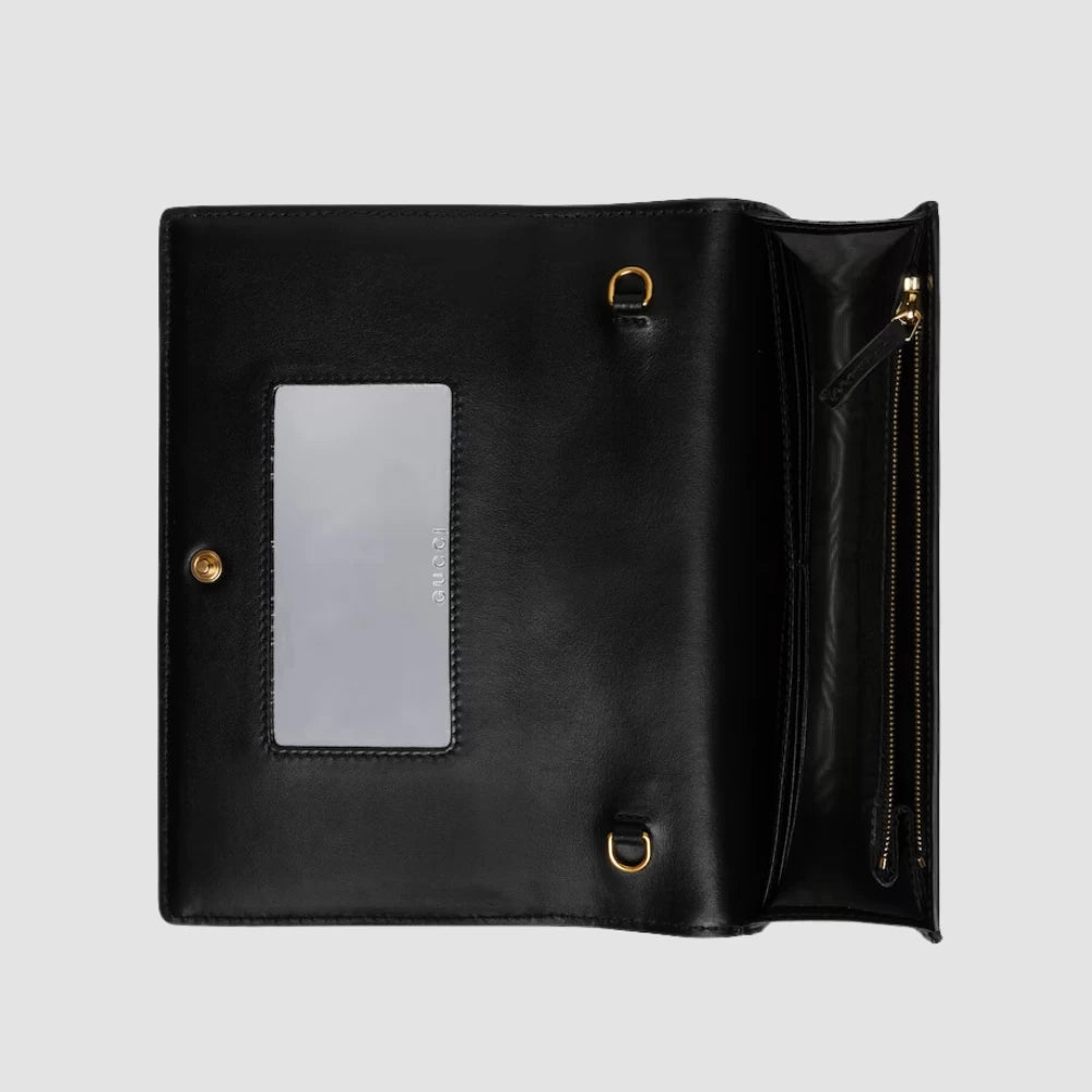 Gucci GG Matelassé Chain Wallet (Black) - DIVA ONLINE STORE