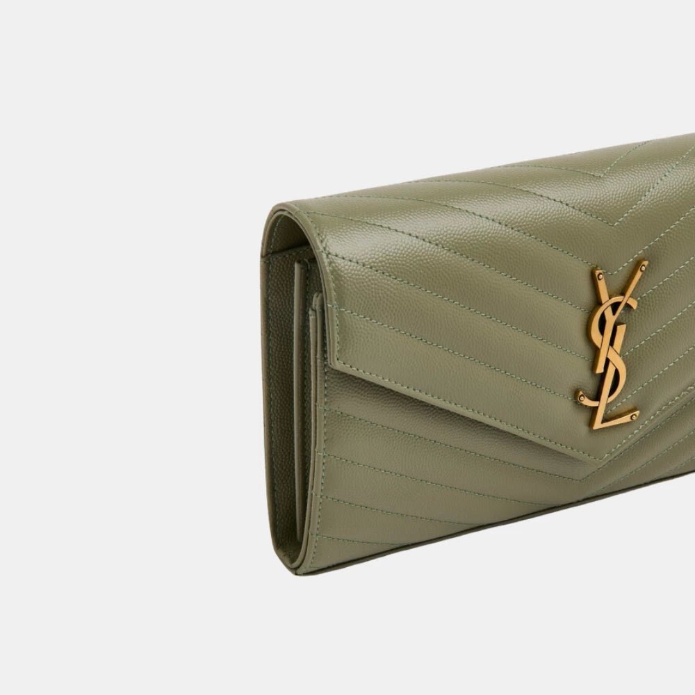 Saint Laurent Classic Cassandre Chain Wallet (Olive) - DIVA ONLINE STORE
