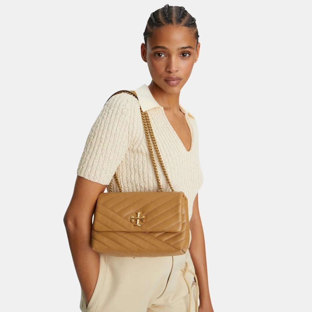 Tory Burch Kira Chevron Small Convertible Handbag (Desert Dune) - DIVA ONLINE STORE