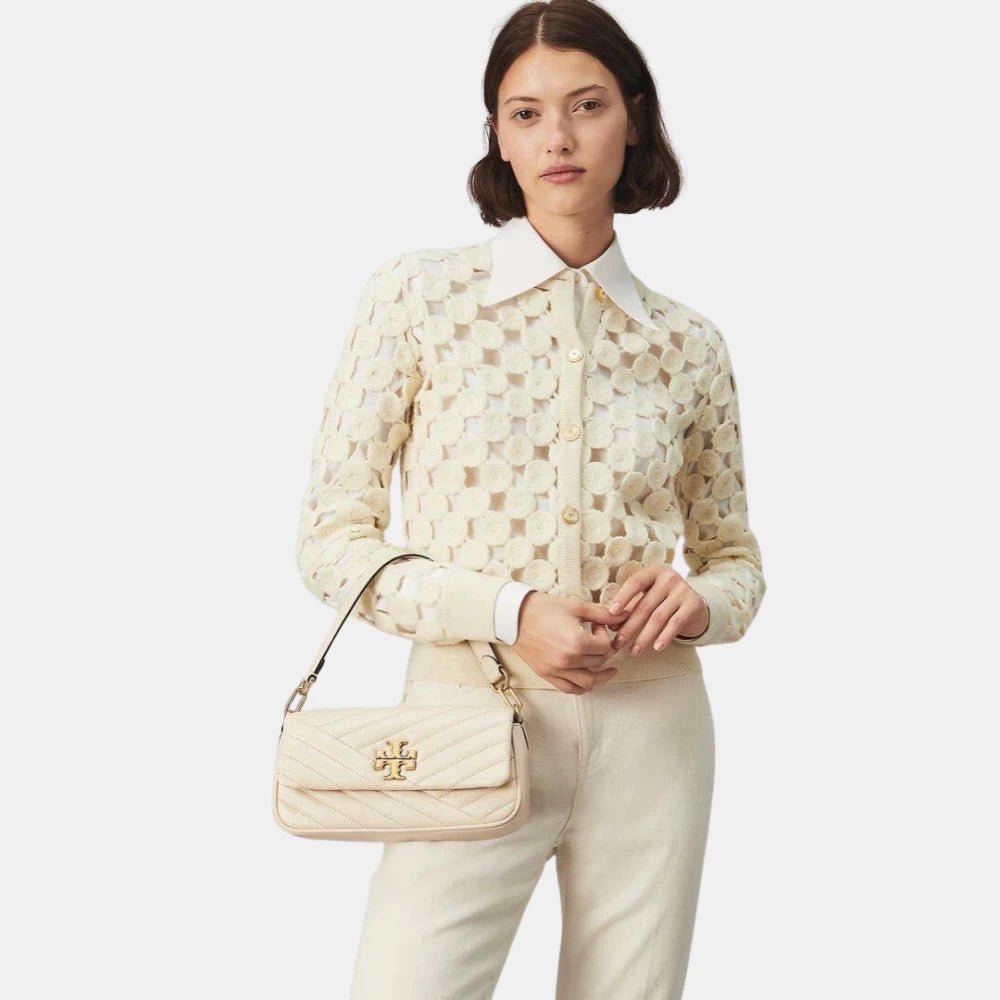 Tory Burch Kira Chevron Small Shoulder Flap Bag (New Cream) - DIVA ONLINE STORE